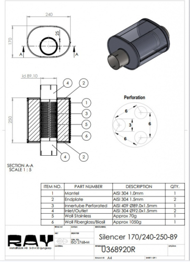 Simons Dämpfer oval 170/240-250 89' RF