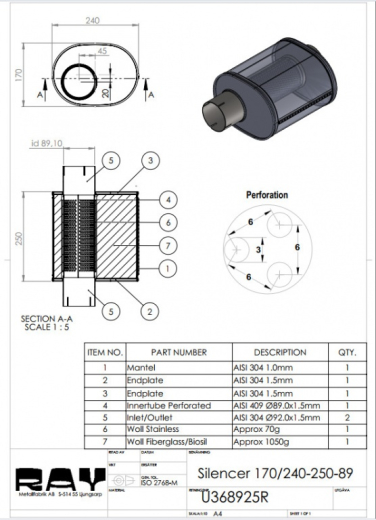 Simons Dämpfer oval 170/240-250 89' RF