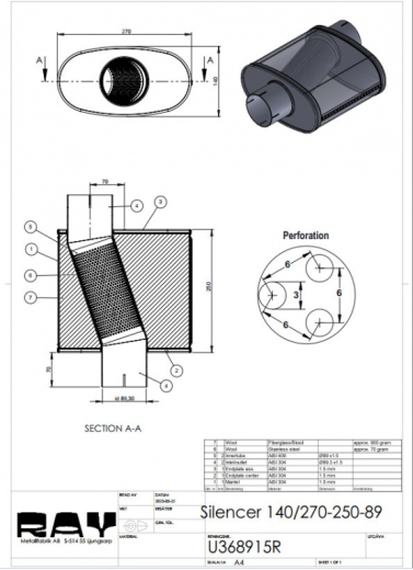 Simons Dämpfer oval 140/270-250 89' RF