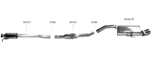 Bastuck Komplettanlage mit Endschalldämpfer 2x76mm
