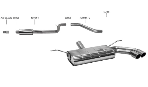 Bastuck Komplettanlage mit Endschalldämpfer 2x76mm