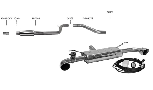 Bastuck Komplettanlage mit Duplex-Endschalldämpfer je 100mm (mit Klappe)