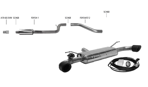Bastuck Komplettanlage mit Duplex-Endschalldämpfer je 100mm Carbon (m. Klappe)