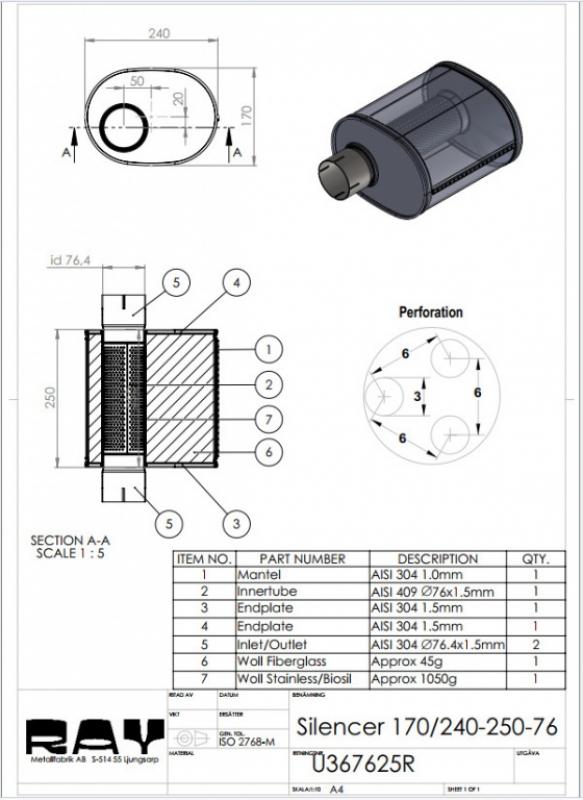 Simons Dämpfer oval 170/240-250 76' RF
