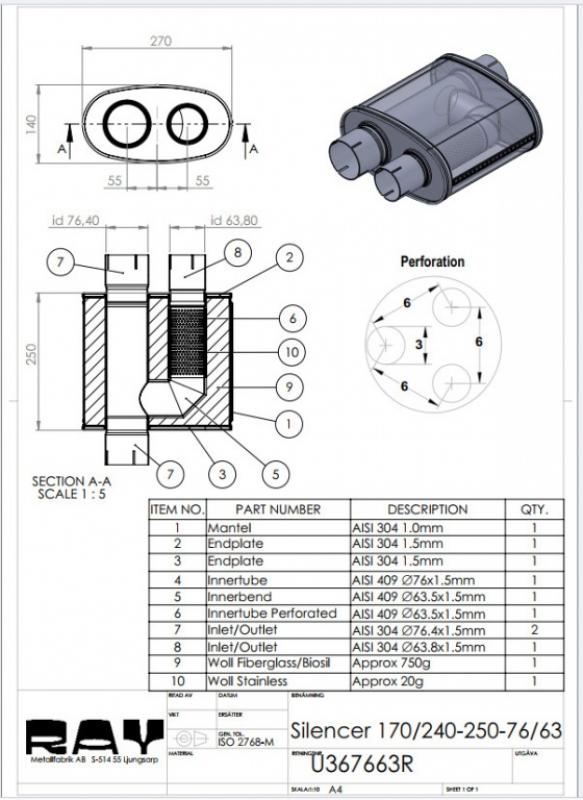 Simons Dämpfer oval 140/270-250 76' RF